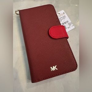 Michael Kors| Leather Burgendy/Red IPhone X/Xs wallet phone case wristlet